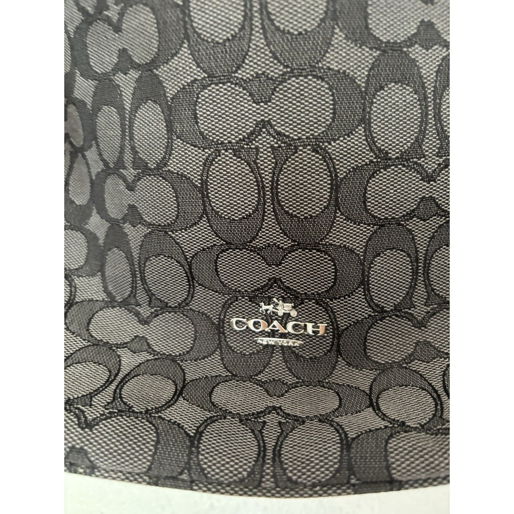Coach Signature Jacquard Purse Handbag Hobo Style Black‎ and Grey - Picture 5 of 12